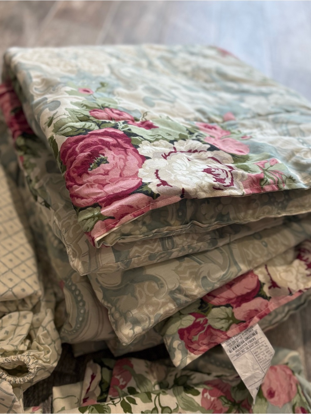 Vtg WestPoint Stevens Rose Trellis Full/Double Comforter & Sheet Set 7 Pc Floral - Picture 4 of 11